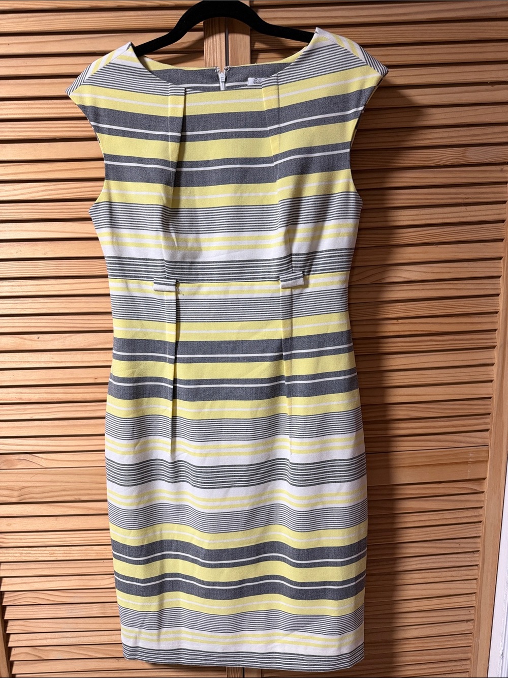 Calvin Klein Yellow and Gray Striped Sheath Dress